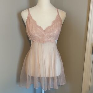Victoria's Secret Elegant Lace Babydoll Lingerie in Pink